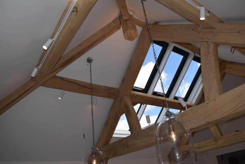 Oak Extensions interior roof trusses